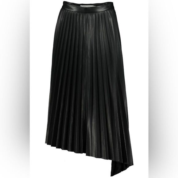Bishop + Young Presley Vegan pleated Leather Skirt women's size small in black - Picture 3 of 15